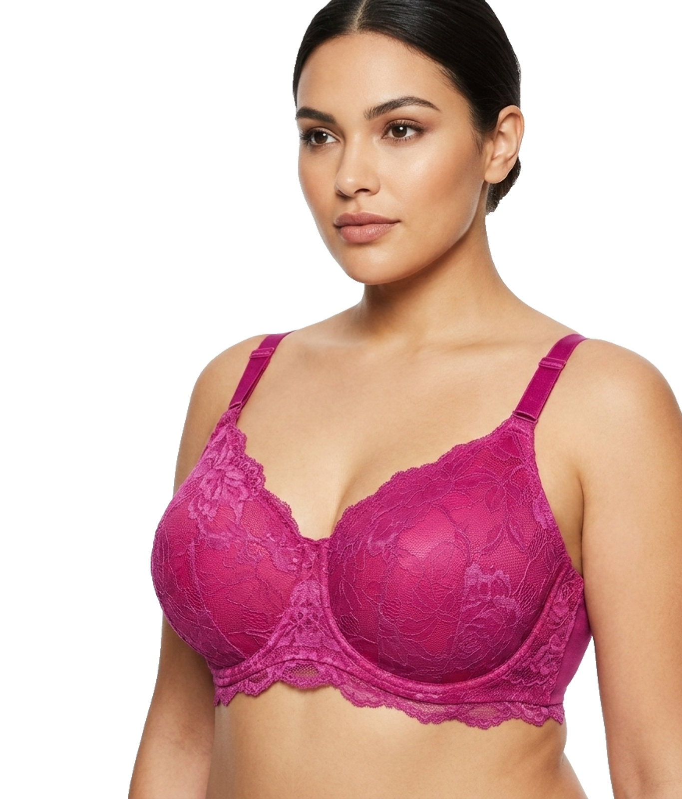 Torrid Curve Bra 42d Magenta Hot Pink Lace Full Coverage Support Comfort Lined